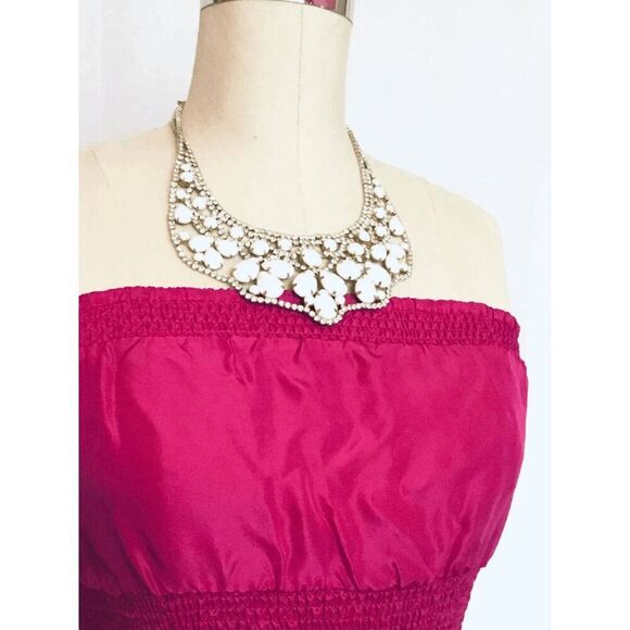 Anthropologie Women’s 4 Maeve Removable Strap Strapless Smocked Silk Dress - Picture 11 of 11